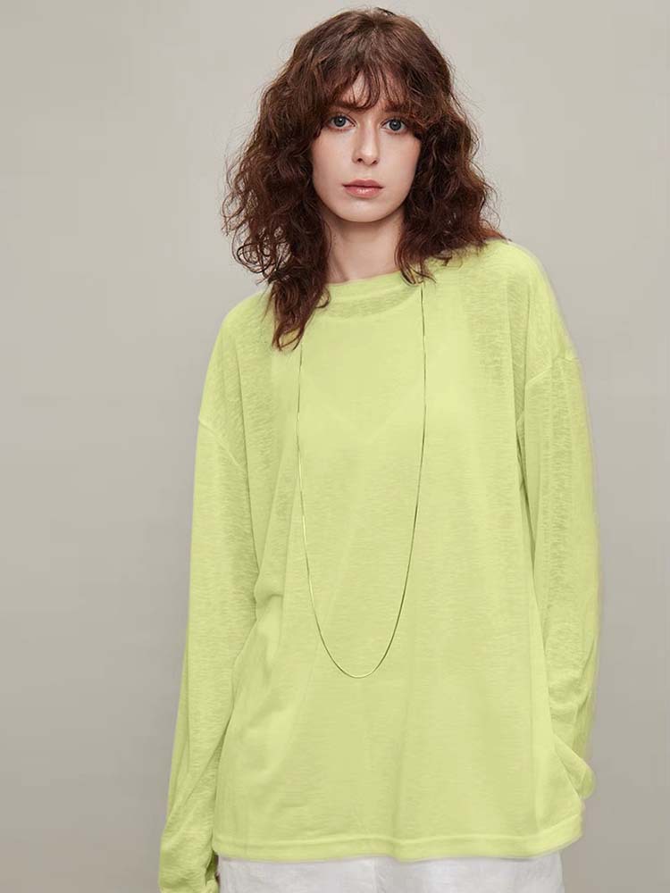 Four Beauties Minimalist row Tencel Fine Nude Feel deconstructed oversized bat sleeve slimming Sun Protection T-shirt for Women 7805 pic 20