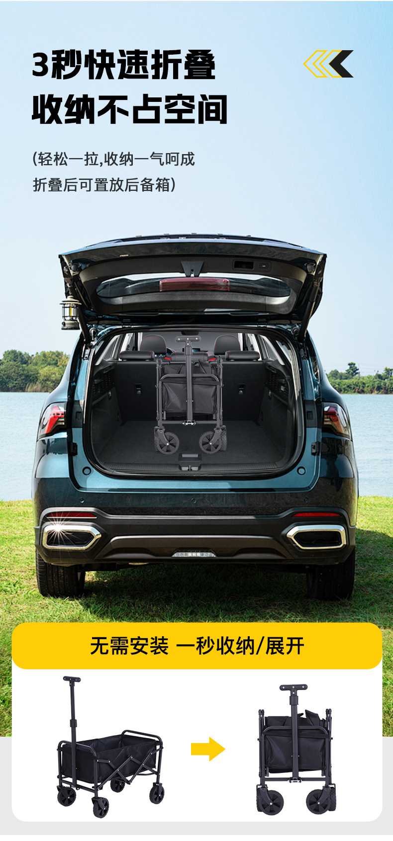 户外折叠推车多功能便携式购物手拉车营地拖车摆摊平板车定制适用详情9