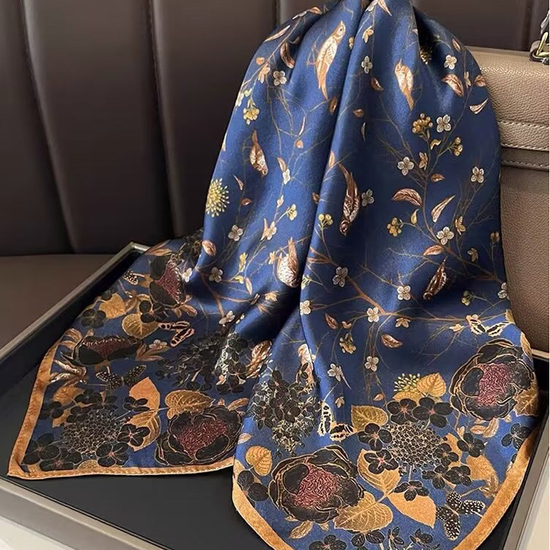 Aliexpress Silk Scarf Women's Spring And Autumn Fashion With 12 M Meters Printed Square Towel High-Grade Silk Silk Wholesale details Picture