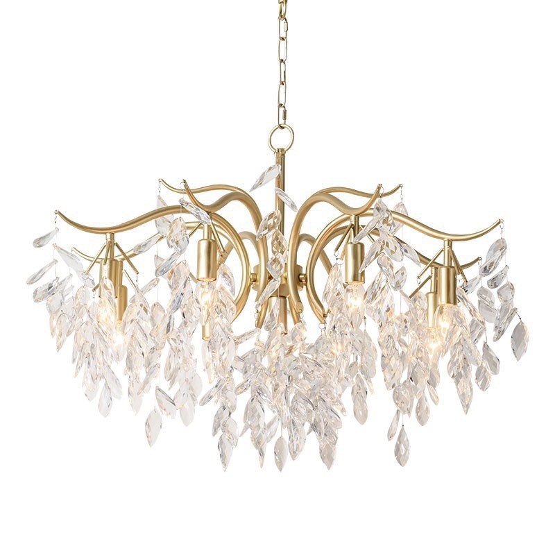 New American-style light luxury modern crystal living room chandelier, Nordic creative Internet celebrity simple bedroom and dining room branch lighting fixtures Item Picture