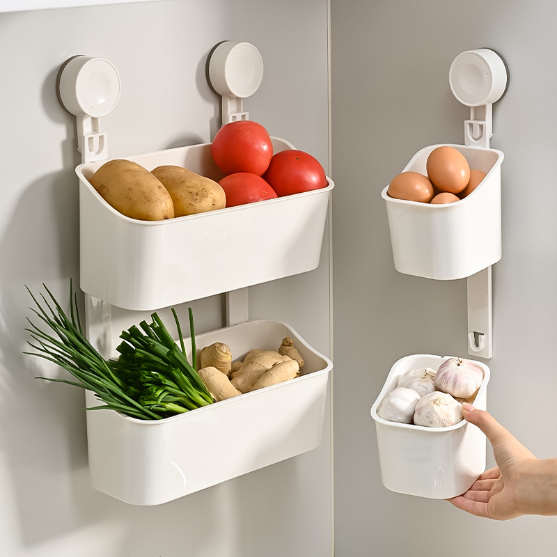 批发新款壁挂式收纳盒浴室收纳筐厨房葱姜收纳篮洗漱台免打孔跨境