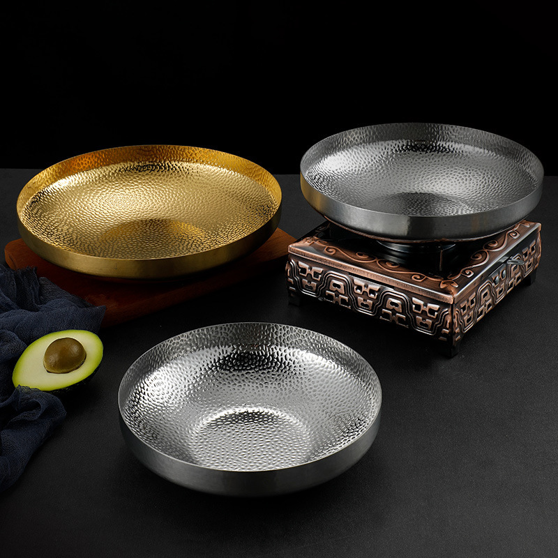 Three-Layer Steel Plate Fruit Plate Stainless Steel Salad Plate High Appearance Level Export Dessert Plate Hotel Commercial Dishes Application Scenario