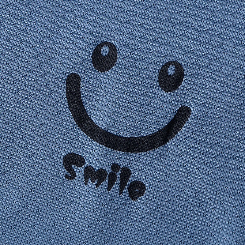 Children's ice silk T-shirt, breathable mesh, small children's short-sleeved smiley face style, baby half-sleeved T-shirt base layer, children's summer clothing Specification image