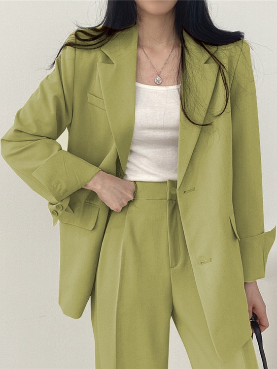 卡其色西装外套女2023新款春秋季韩版小西服套装女士休闲气质上衣