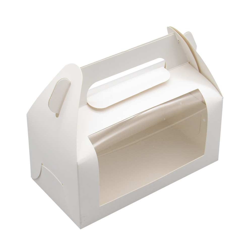 手提毛巾蛋糕卷包装盒透明开窗盒 白卡PVC面包烘焙食品甜品打包盒详情图5