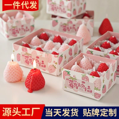 Strawberry scented candle wholesale fragrance with hand gift incense gift box Creative birthday gift hand-shaped small candle