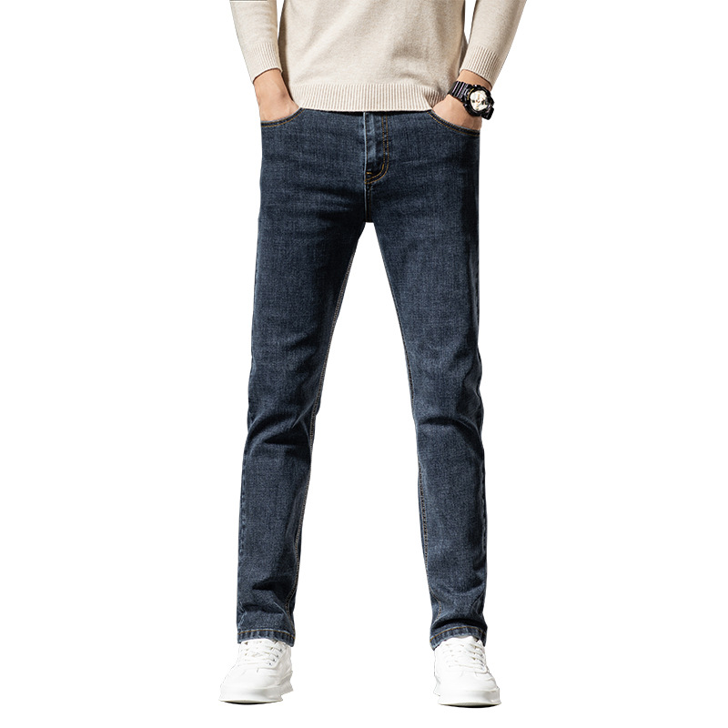 New Spring/Summer 2023 Spring/Summer stretch, loose, slim and well-fitting small straight-leg high-quality men's long jeans Item Picture