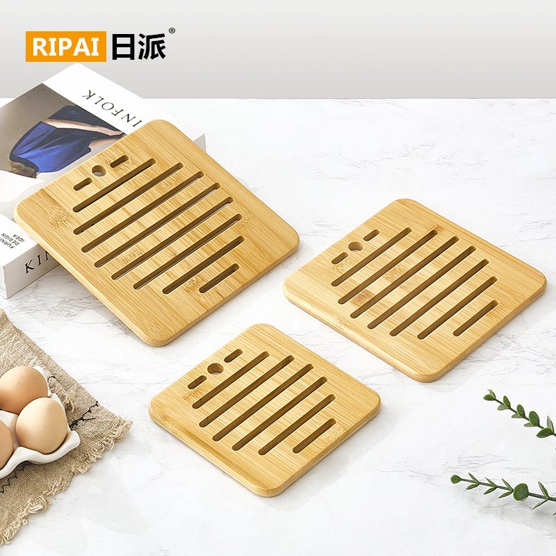 Coaster placemat bamboo thermal mat pot mat Wooden kitchen table thermal mat anti-scalding bowl mat bamboo details Picture