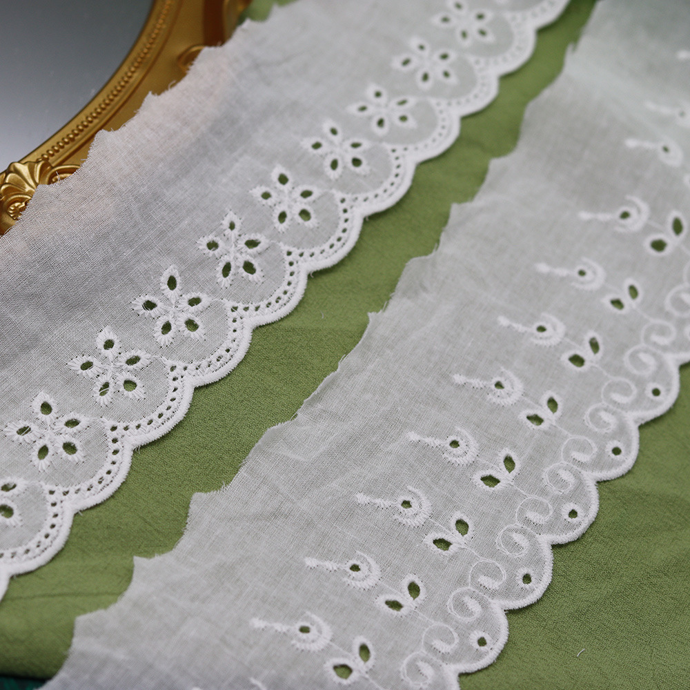 Flower Embroidery Lace Cotton Lace Lace Accessories With Five Hole Side Whipstitch Decorative Clothing Diy Fabric Cloth Fabric Of Chinese Style Wedding Dress Fabric Cloth For Clothes details Picture