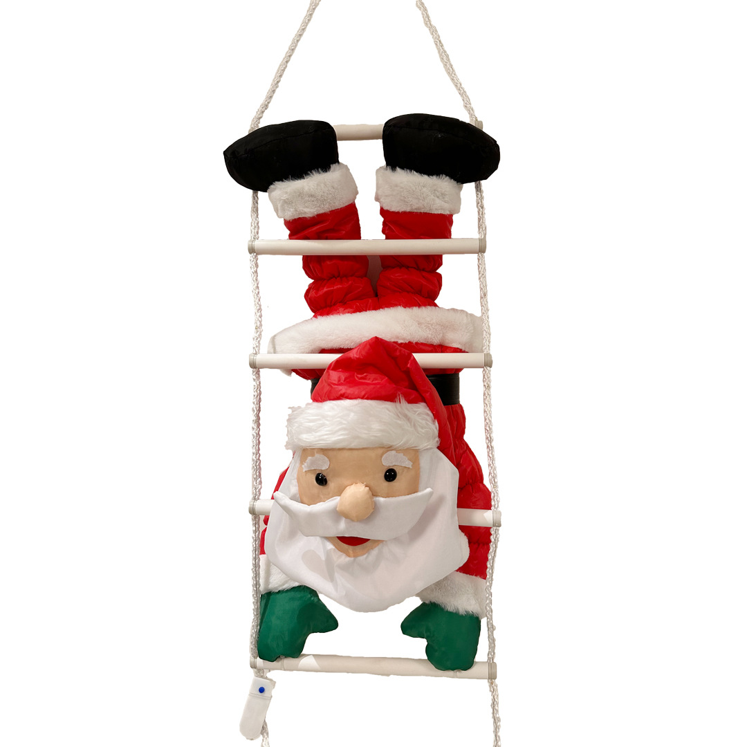 Led Lights String Down Santa Ladder Pendant Figure Cross Border Christmas Decorations Santa Decorations Item Picture