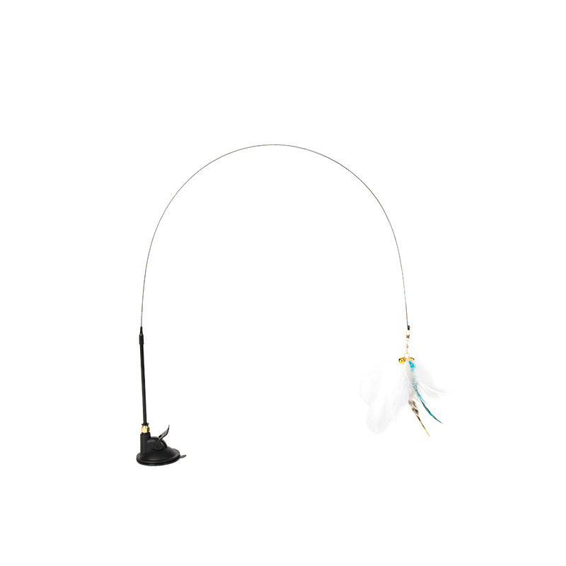 Suction Cup Cat-Tickling Stick Upgrade With Glue Long Rod Wire Feather With Replacement Head Bell Cat Toy For Fun Item Picture