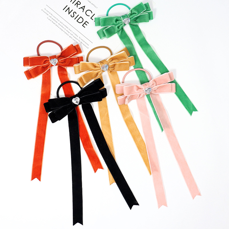 韩国新款网红黑色流苏水钻蝴蝶结发夹女后脑勺发带头饰批发发箍女细节图