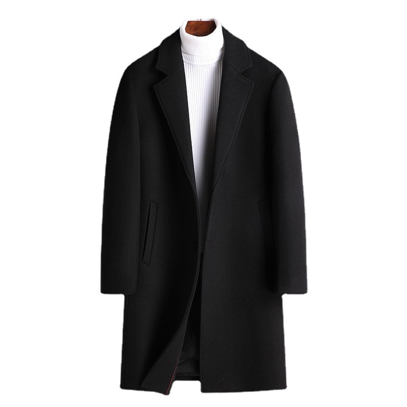 2022 Woolen overcoat Men's mid-length Korean-style casual men's middle-aged and young windbreaker Winter thickened woolen coat Item Picture