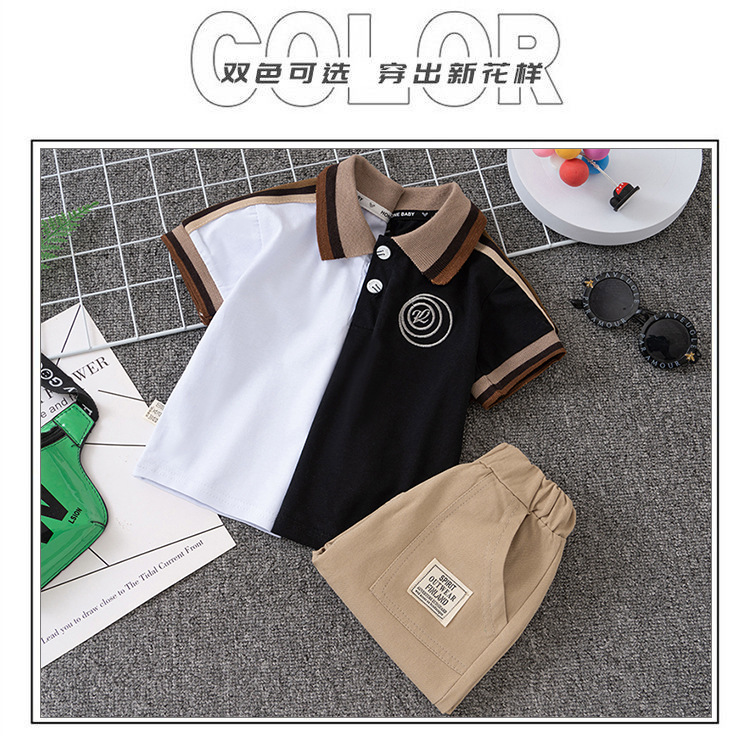 童装 童套装 新款2025时尚儿童宝宝两件套 短袖绣花字母短袖套装详情3