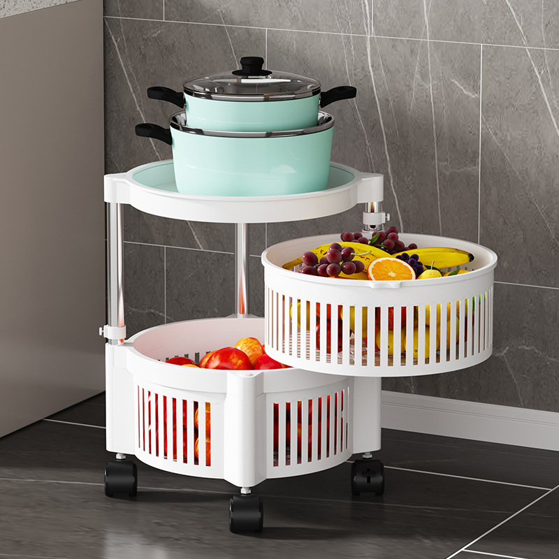 Circular Rotating Storage Rack Multi-Layer Free Installation Pot Storage Rack Kitchen Free Installation Of Fruit And Vegetable Basket Specification drawing