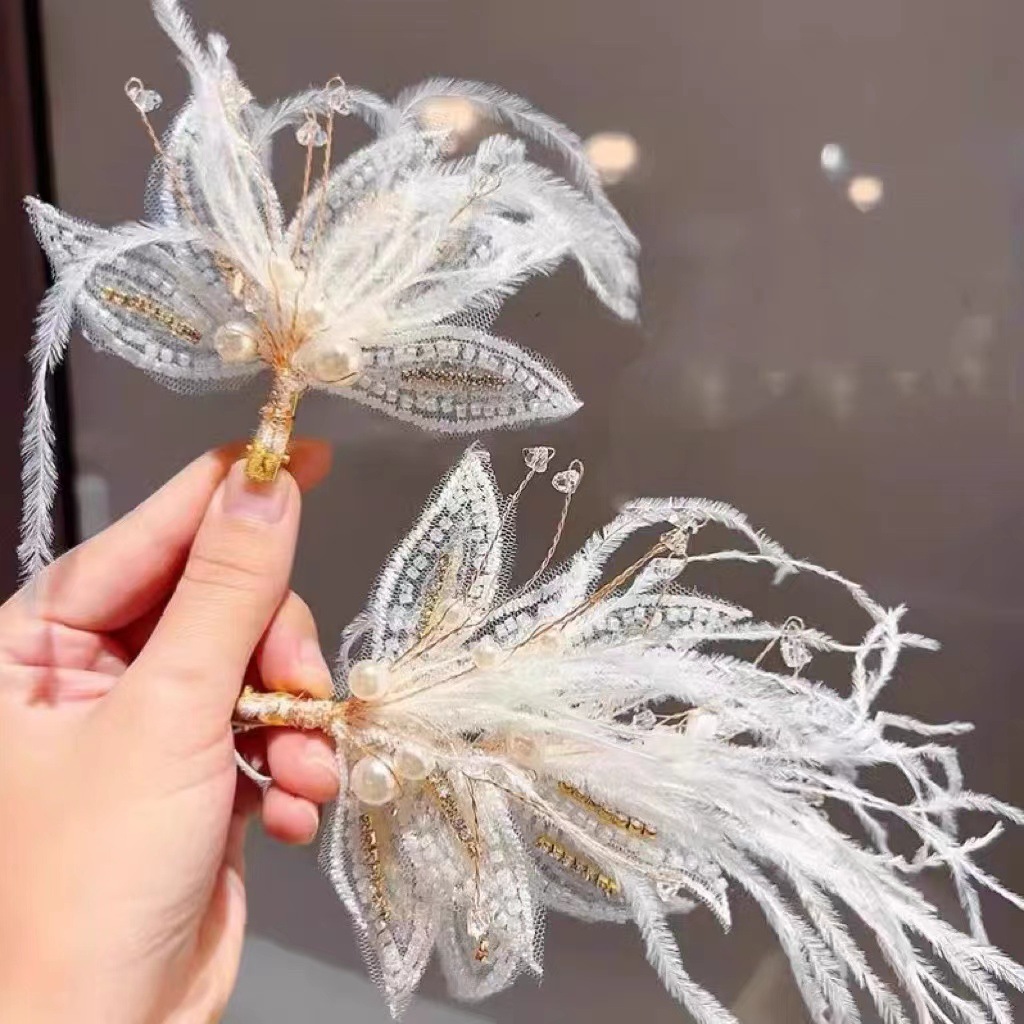 Children's Headwear Feather Fringe Hairpin Catwalk Hairpin Catwalk Hairpin For Girls Item Picture