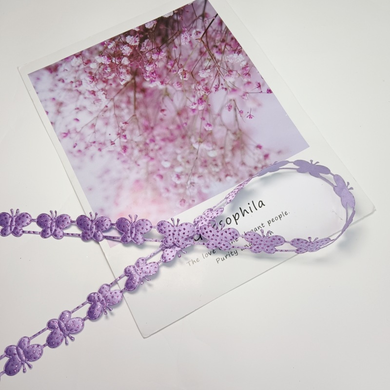 Hot diamond ultrasonic butterfly polyester webbing, colorful diy handmade gift packaging tape, Christmas decorative ribbon accessories Application Scenario
