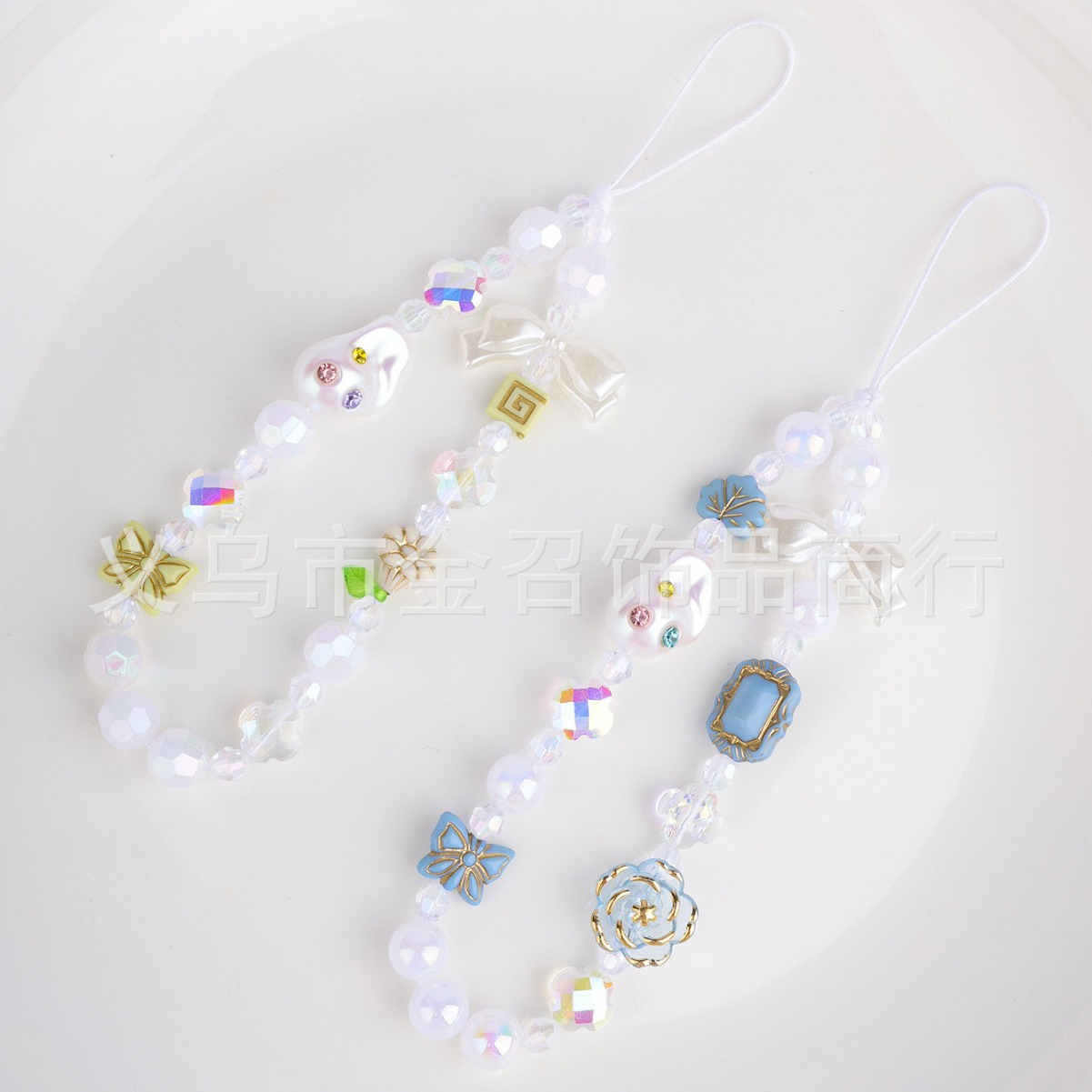New summer fresh and sweet fairy mobile phone chain with diamonds, pearls, flowers and butterflies as a mobile phone pendant