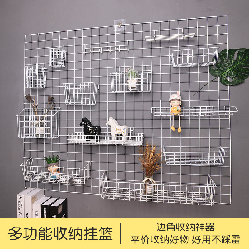 Amazon foreign trade storage rack, blue pallet rack, grid mesh storage basket, bedside, bathroom and toilet hanging basket details Picture