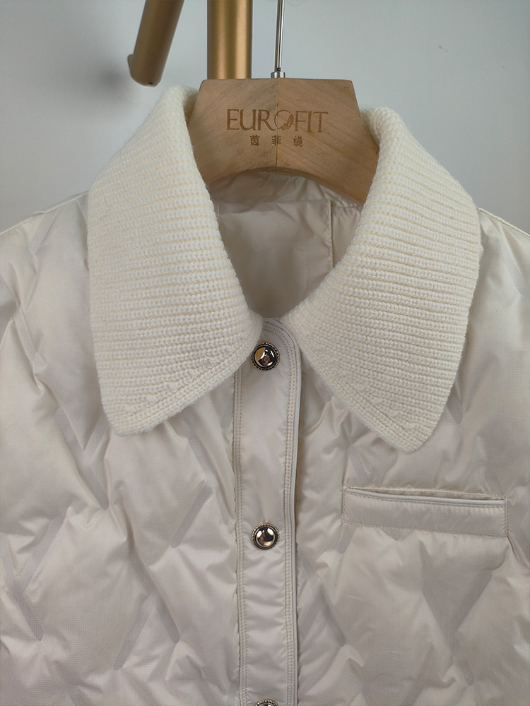 Light and thin down jacket for women, short style, 2025 winter new style, petite, fashionable and high-end white duck down and wool woven coat for women pic 10