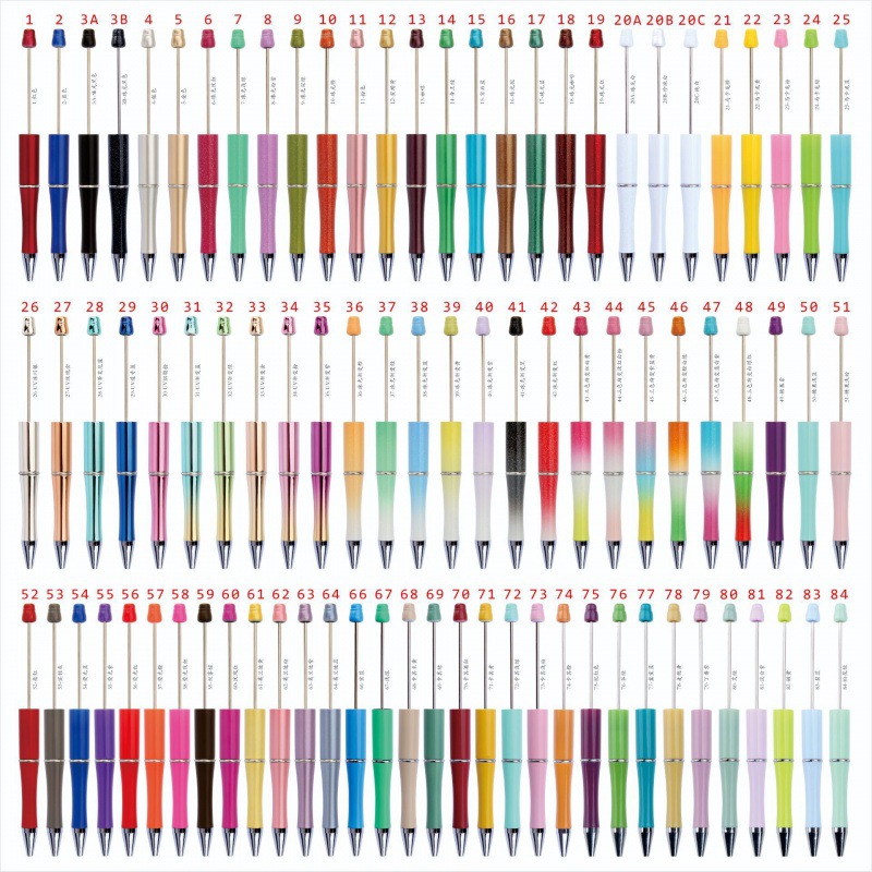 Beaded Pen Diy Creative Plastic Pen Business Office Student Gift Pen Three Color Gradual Change Ball Pen Manufacturers Direct Sales