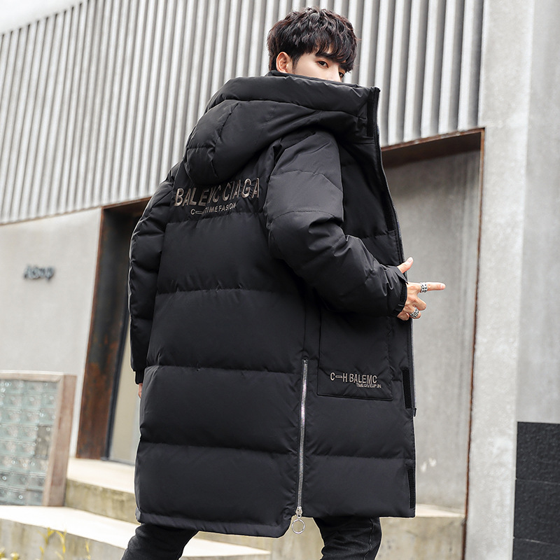 2022 Winter New Men's Overalls Thick Down Jacket Men's Mid-Length Hooded Coat Men's Fashion Top Specification drawing