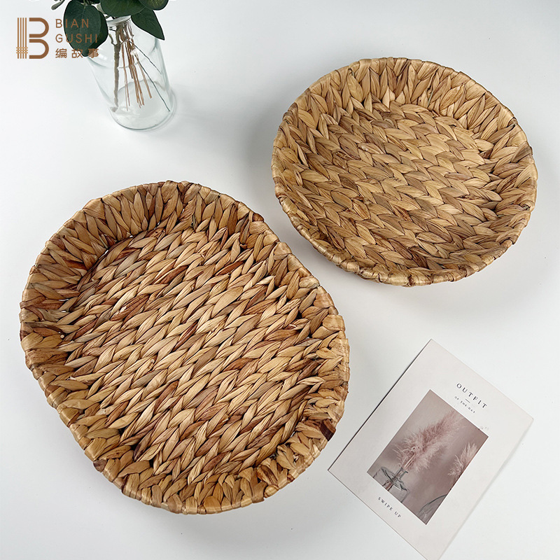 简约田园风水果篮葫芦草编织收纳筐桌面杂物零食面包家居储物篮子