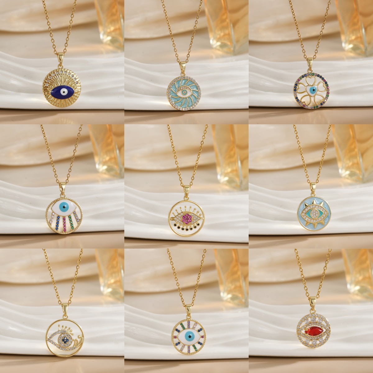 跨境亚马逊热卖钛钢项链女恶魔之眼吊坠小众感轻奢百搭锁骨链饰品