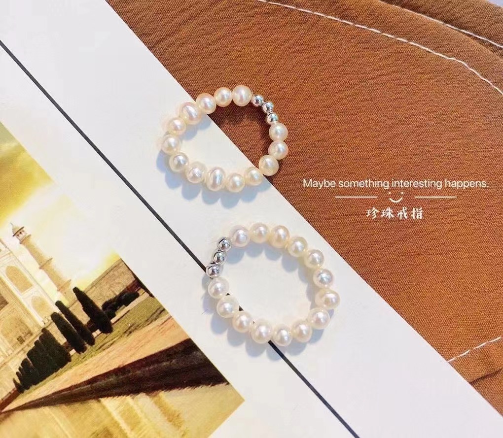 925 sterling silver ring Pearl fashion personality Korea Dongdaemun style small incense style to do old rings