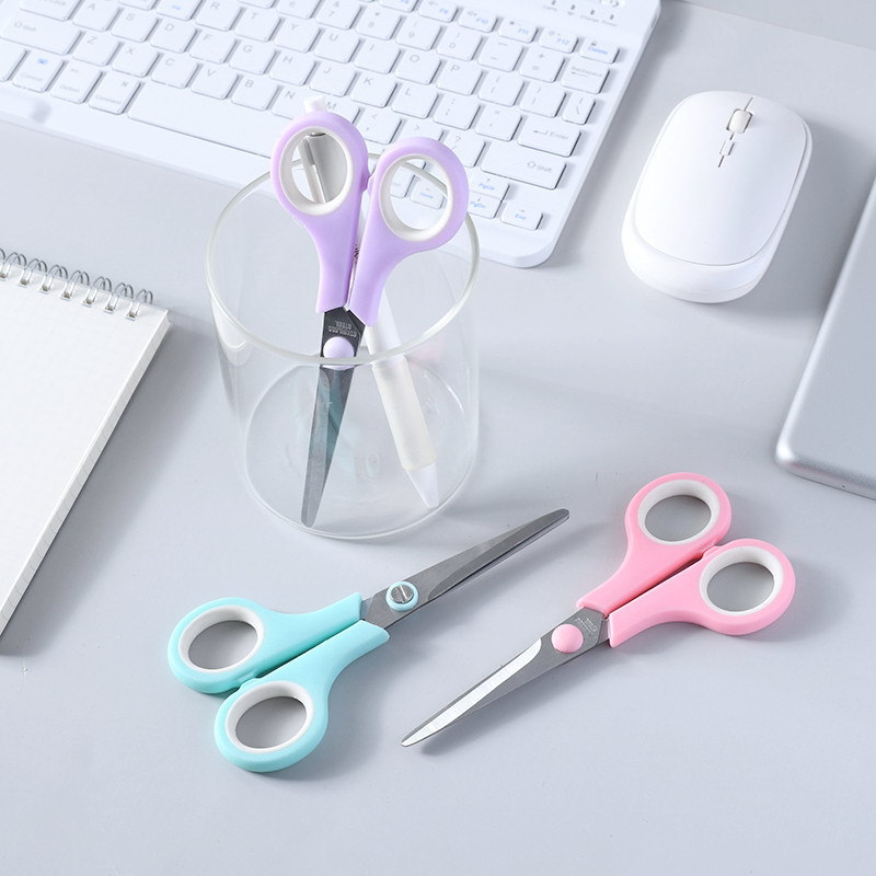 Manufacturer Rubber Plastic stainless steel Macaron color art scissors Office supplies color size student stationery scissors full figure
