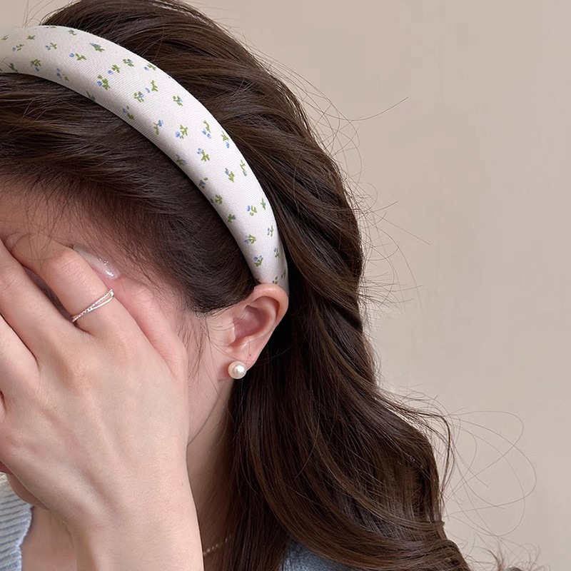 The same spring and summer versatile small floral hair band as Zhang Ruonan's, women's hair pressing and face washing hairpin, high-end headband and hair accessory Specification image