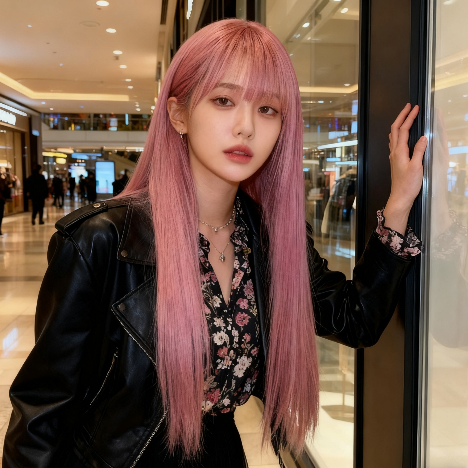cosplay wig for a female with long straight hair, the same style as the Internet celebrity's long-haired, thin vine color long straight hair soft girl lo wig full head set