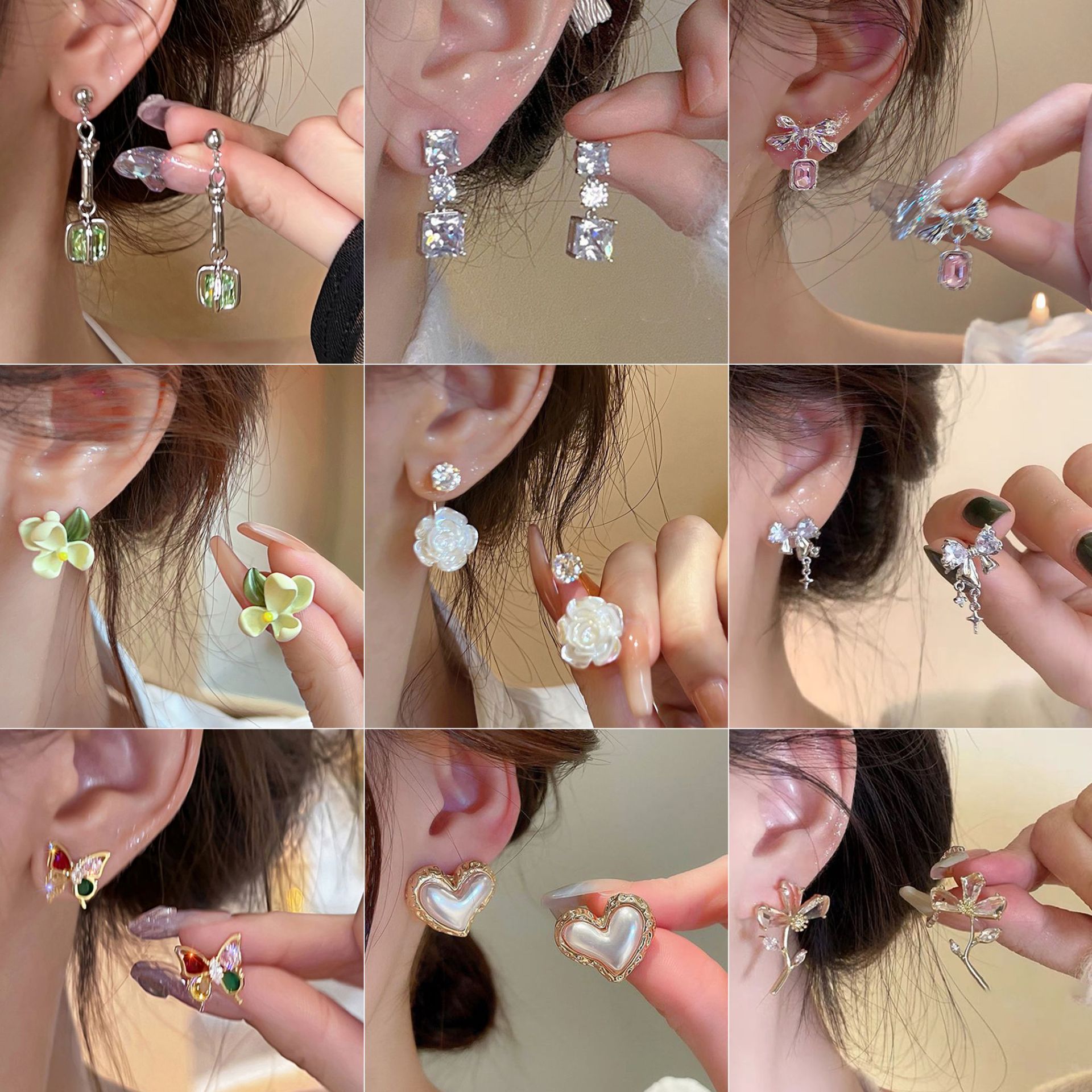 Ethereal and ethereal ~S925 Silver Needle Flower Earrings for women, 2023 new style, elegant stud earrings, niche design sense, summer