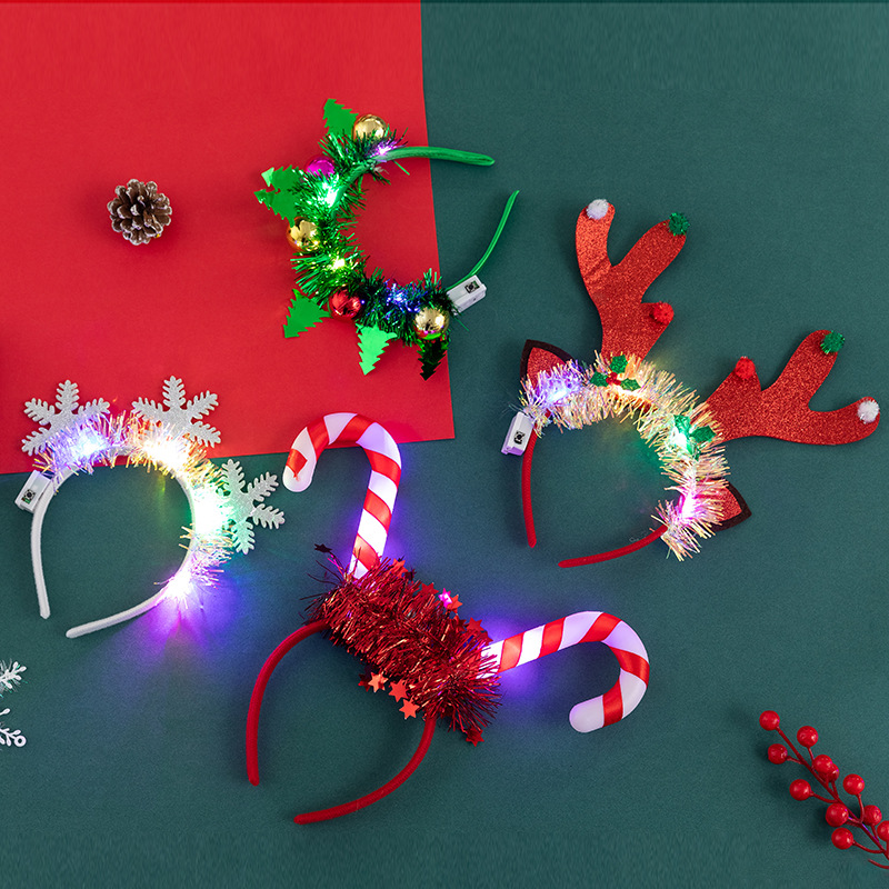 New Christmas decoration Christmas headband Headband Light head buckle antlers Children adult dress Christmas hat wholesale light Christmas headband headwear Specification drawing