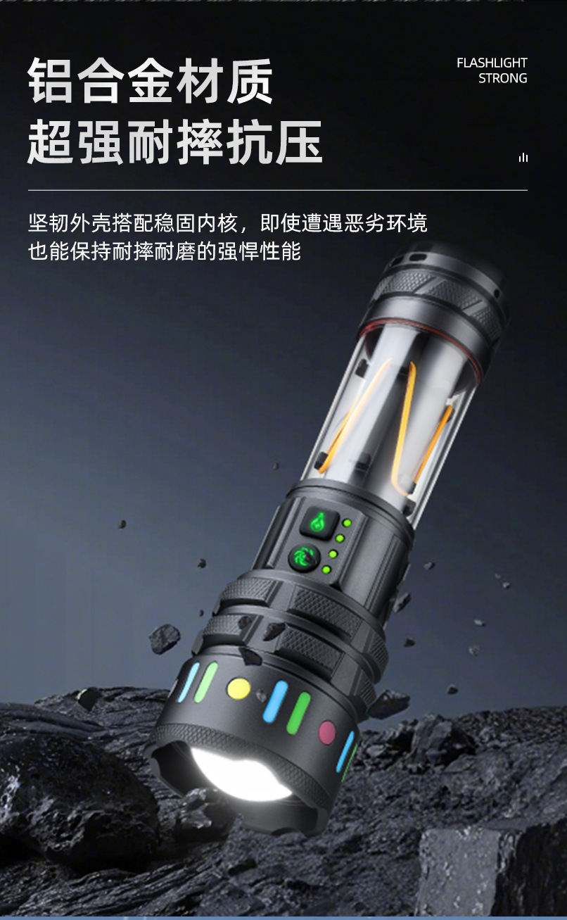 New cross-border outdoor long-range zoom white laser high-intensity flashlight, charging multi-functional camping lamp flashlight pic 11