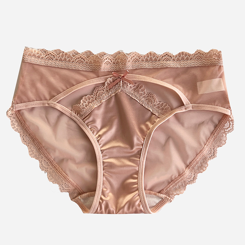 Japanese-style honey buttocks ~ Sexy cut-out underwear for women's little trick midsole waist pure cotton sole crotch lace mesh women's triangle Item Picture