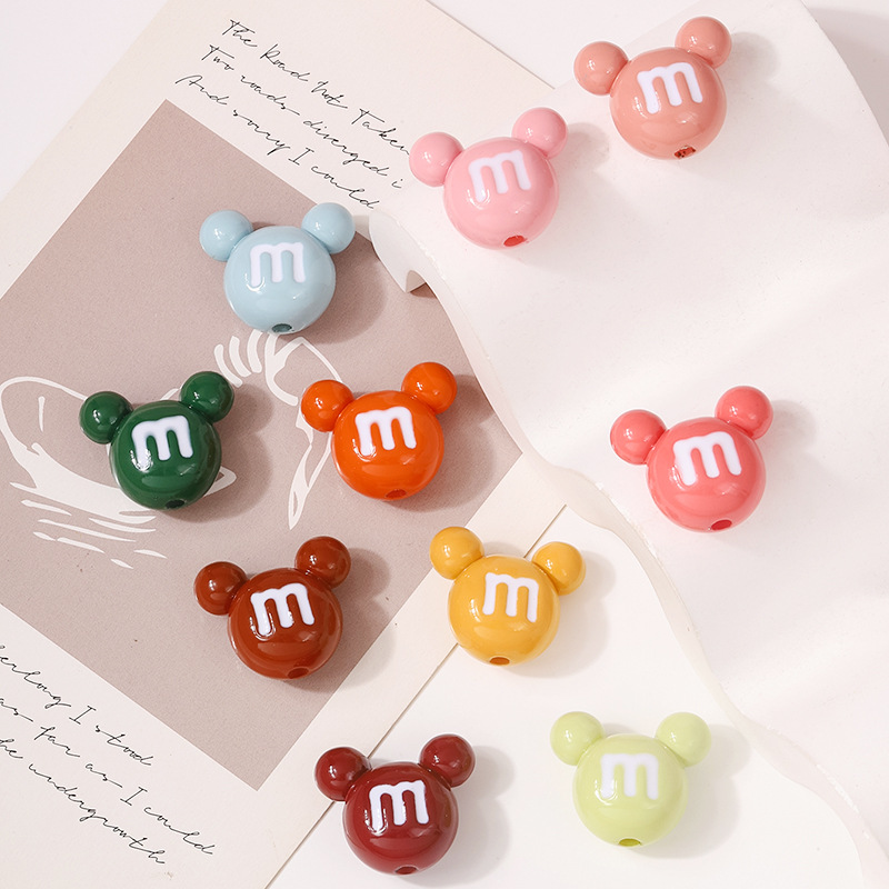 Cross-border best-selling acrylic Mickey head trendy and fashionable irregular DIY necklace, mobile phone chain, resin jewelry material, jewelry accessories, handmade DIY jewelry