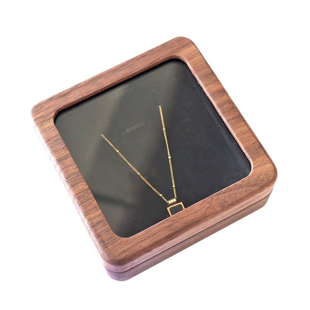 North American black walnut window acrylic jewelry bracelet, bracelet box, top and bottom buckle packaging gift box, velvet buckle Item Picture