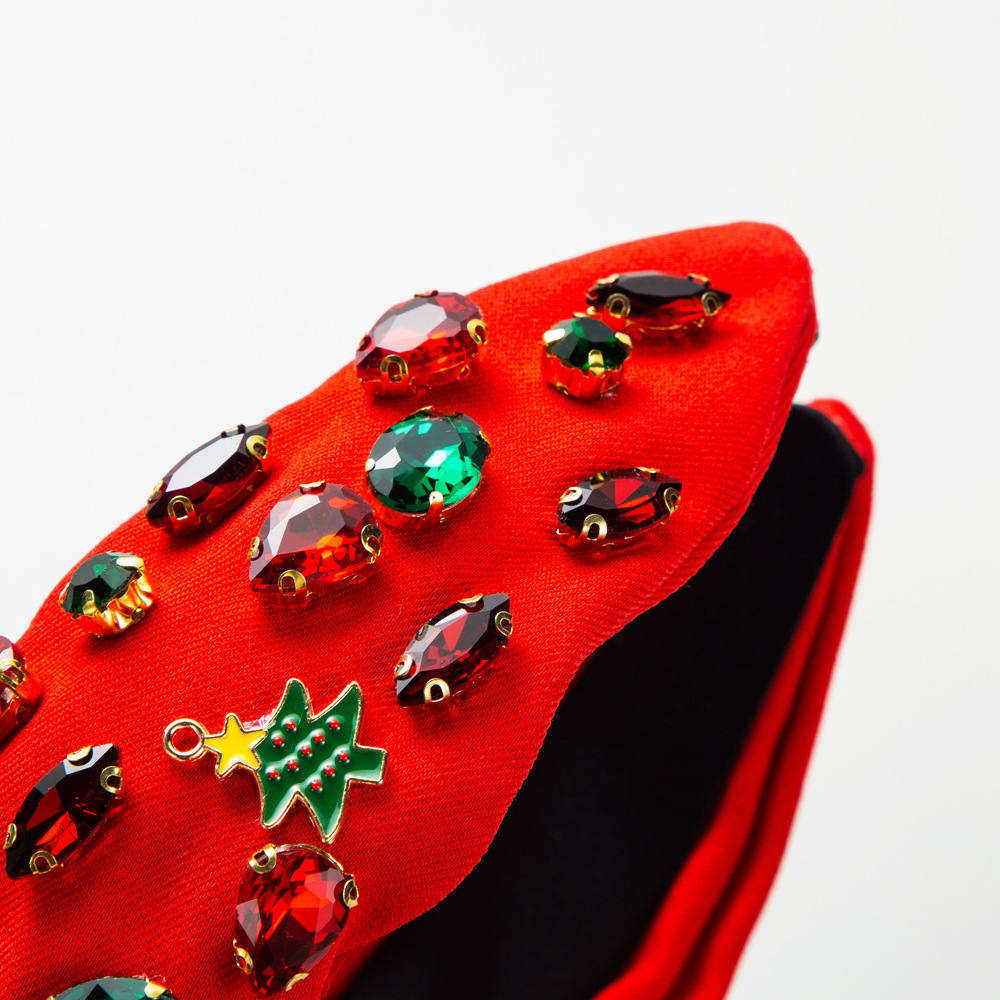 Cross-Border Sales Of Explosive Christmas Headband In The Middle Of The Hand-Stitched Christmas Tree Snow Headband Baroque Headband Specification drawing