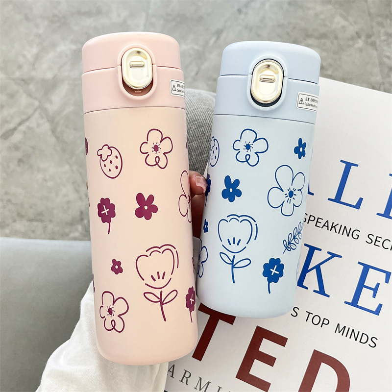 Korean Version Creative Fresh Art Girl Thermos Cup Wholesale Mini Cute Straight Drink Student Insulated Cup Stainless Steel Specification drawing