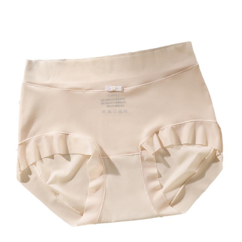 Ultra-thin plus-size underpants for women, 300 pounds, breathable, nude, ice-silk, antibacterial, mid-waisted, women's briefs for summer Item Picture