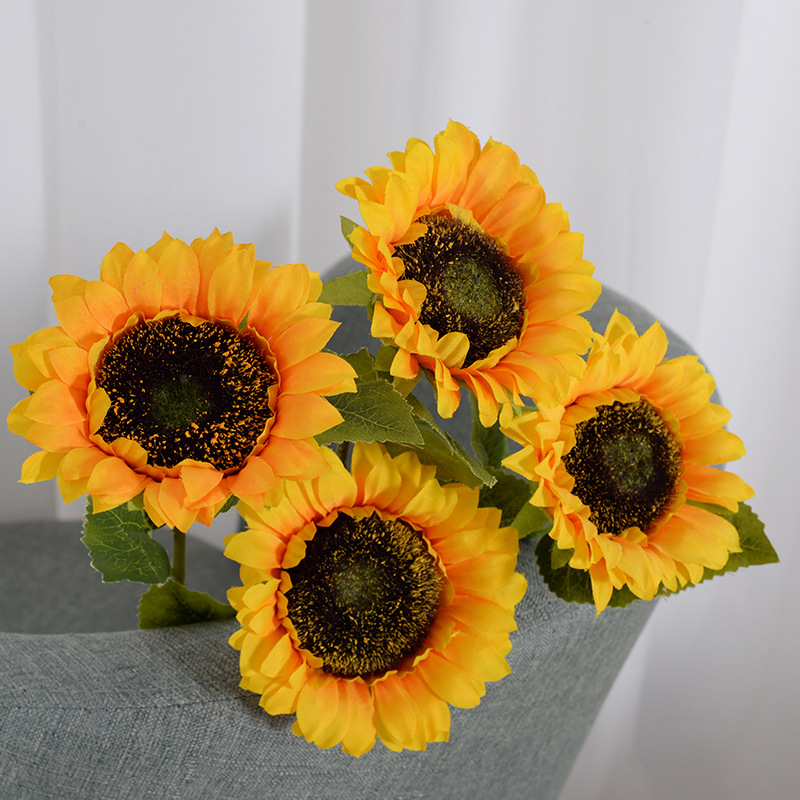 Simulation Sunflower Home Living Room Decoration Fake Flower Silk Flower Net Red Picnic Photography Props Simulation Flower Specification drawing