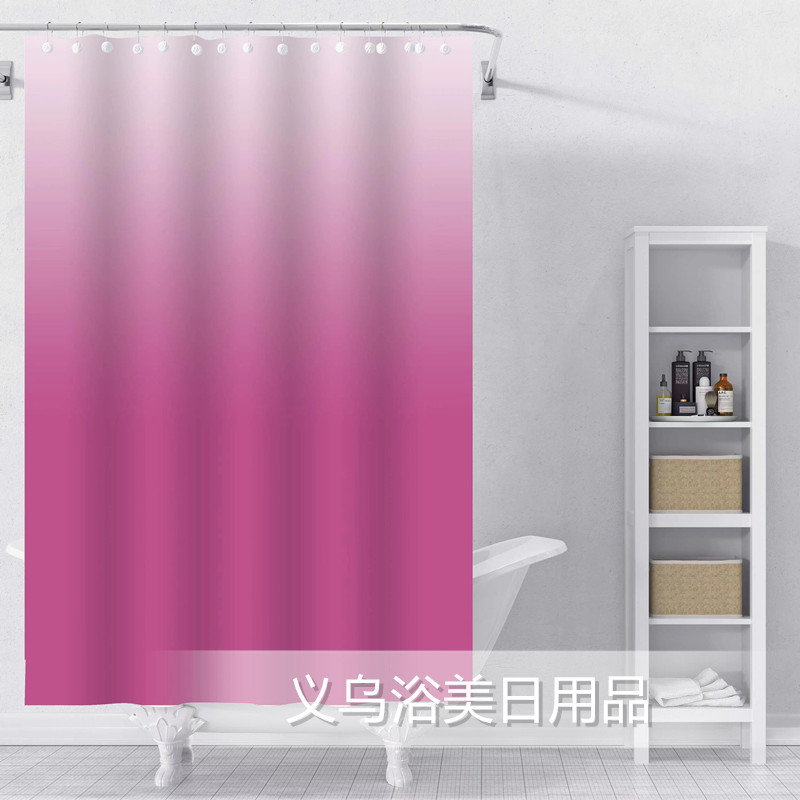 浴美浴帘渐变/浴帘免打孔卫/渐变色浴帘白底实物图