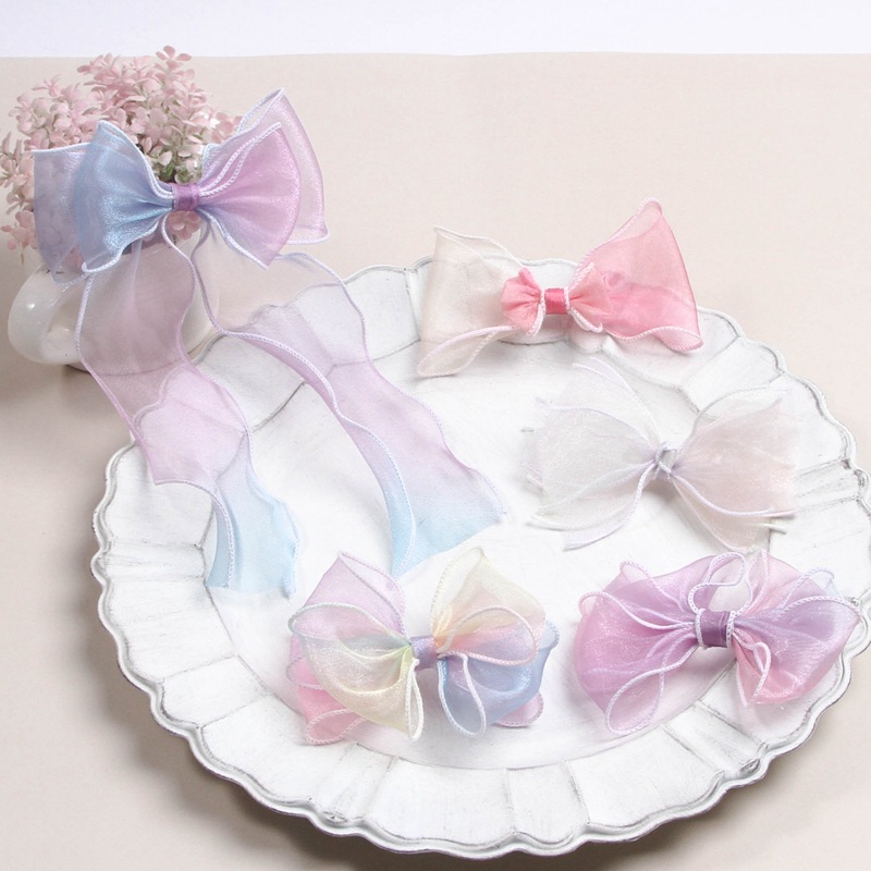 South Korea Handled-Edge Wave Gradient Rainbow Snow Gauze With Diy Hair Ornaments Bow Material Flower Ribbon Baking Ribbon
