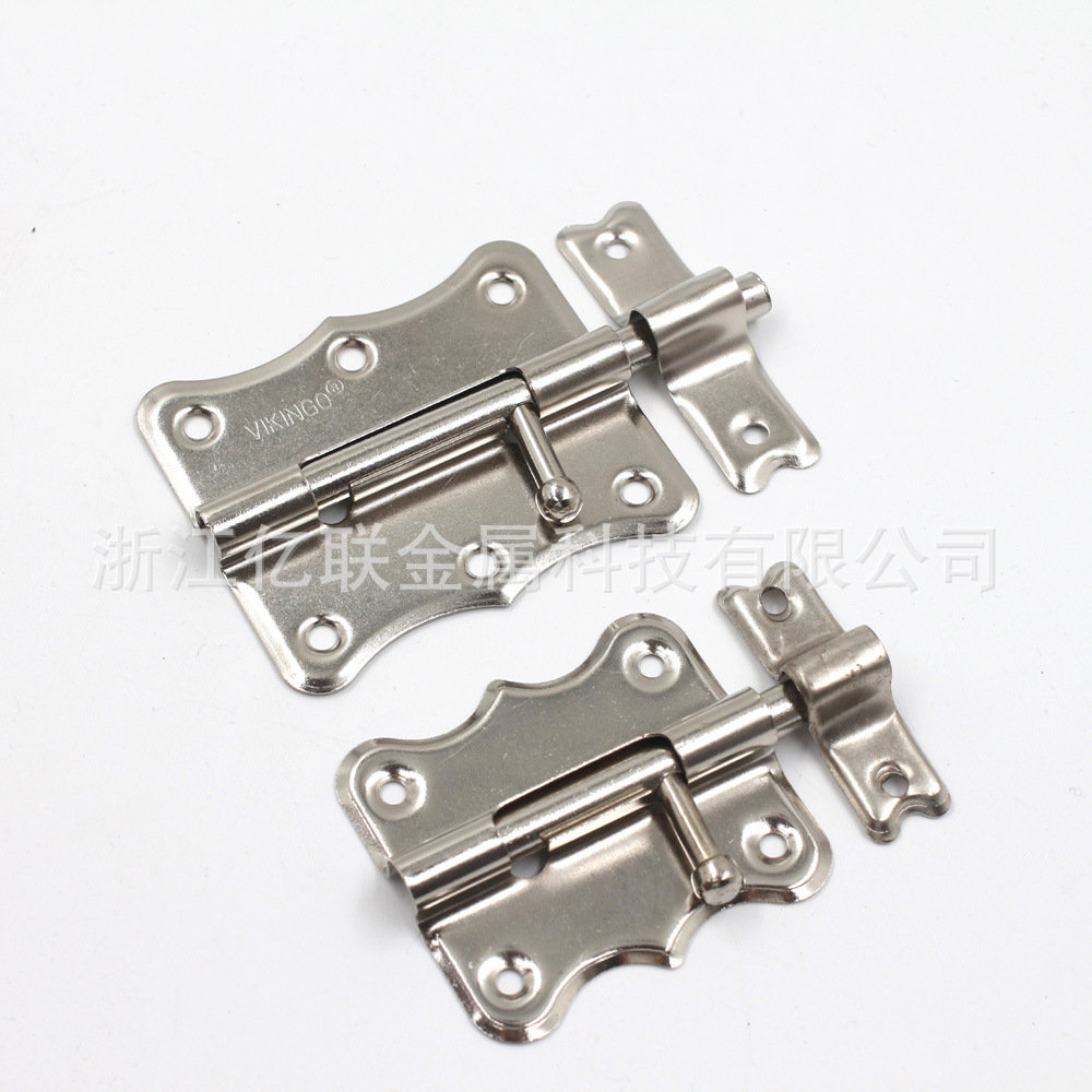 The source factory supplies a variety of specifications of iron copper-plated and nickel-plated butterfly pin lightweight iron door bolts Specification image