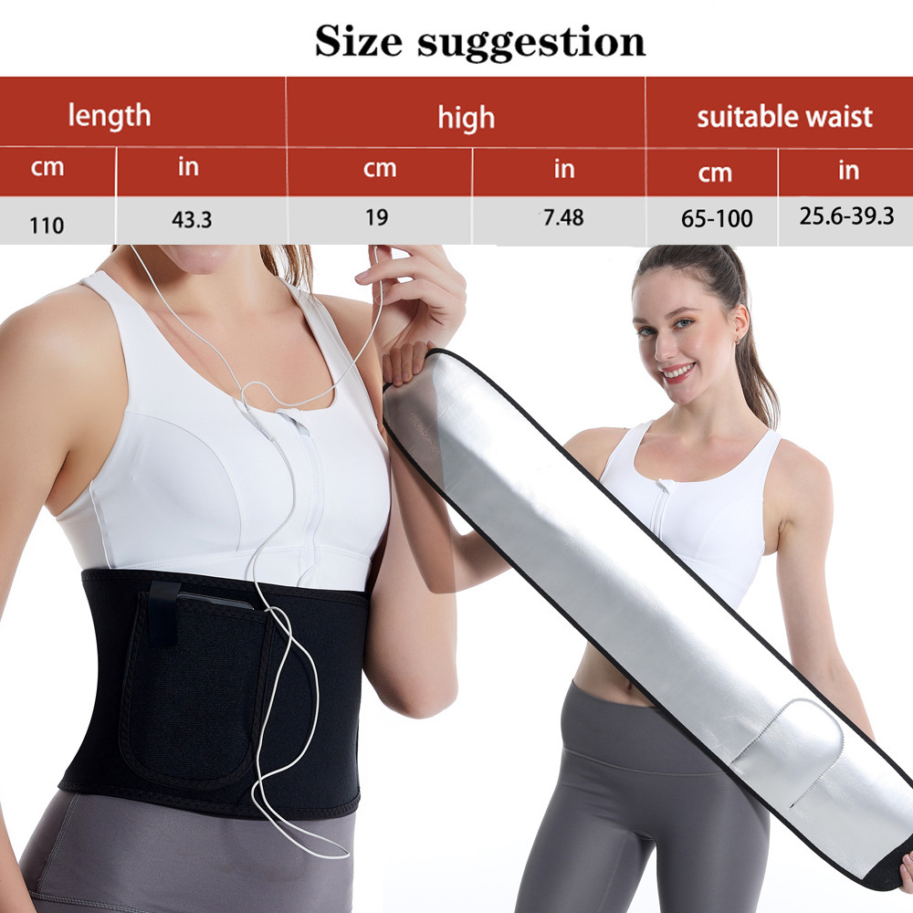 X Cross-border best-selling abdominal tightening belt, sauna sweat-absorbing belt, body-shaping belt, mobile phone bag, silver ion waist seal belt Specification image