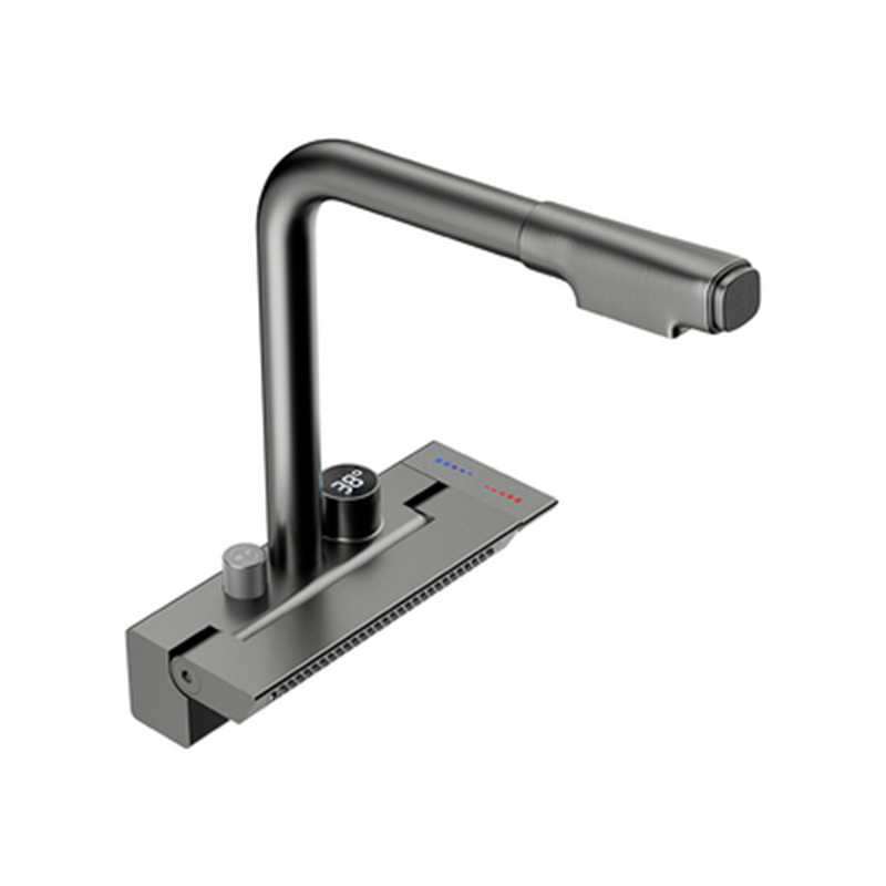 Feiyu Waterfall Faucet Wash Basin Sink Network Red Sink Single Hole Pull Digital Display Kitchen Faucet Brass Item Picture