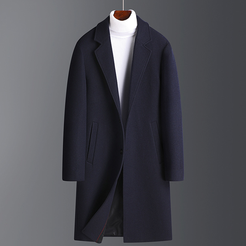 2023 Men's mid-length woolen coat, Korean-style casual winter export thickened woolen coat for middle-aged and young people