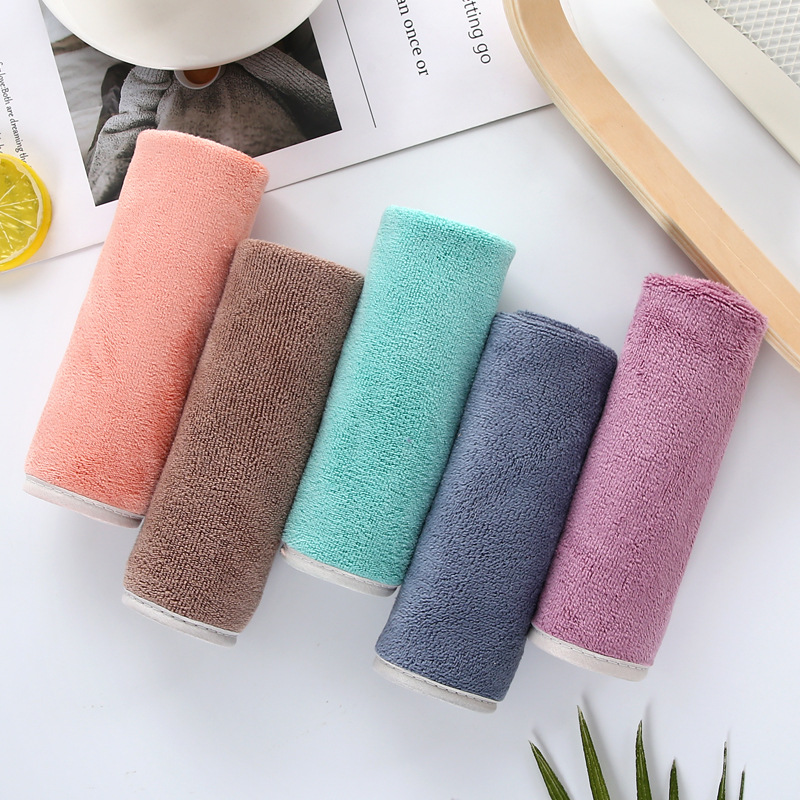 Fiber Youth School Wipe Face Towel Thickened Absorbent Square Towel Simple Plain Fiber Square Towel Manufacturers Wholesale Specification drawing