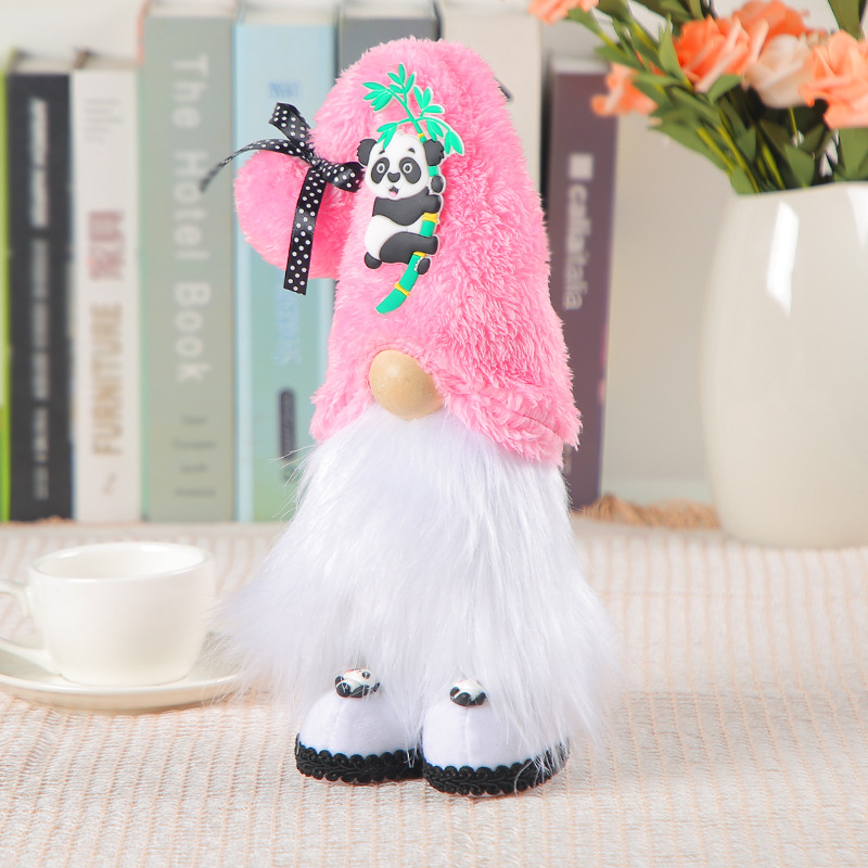 Hong Kong love cross-border faceless old man standing figure decoration cute panda dwarf doll tabletop window decoration details Picture
